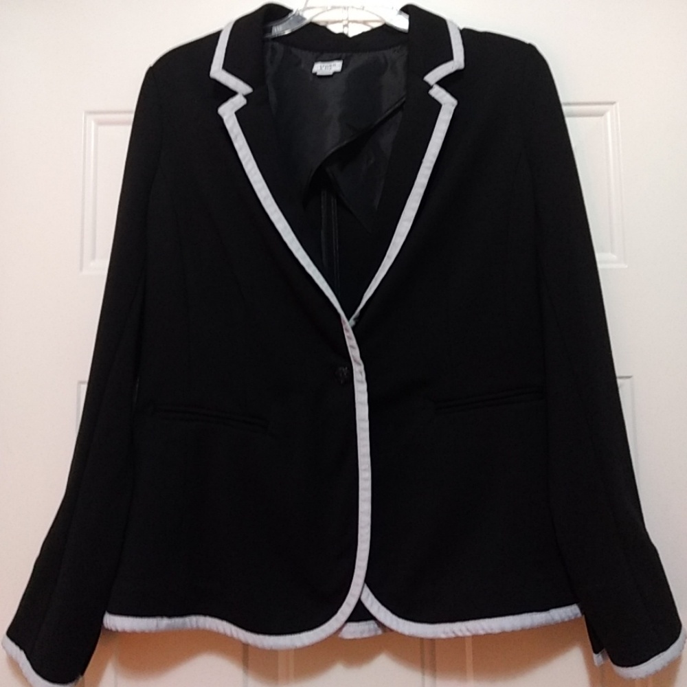 Black with white piping blazer